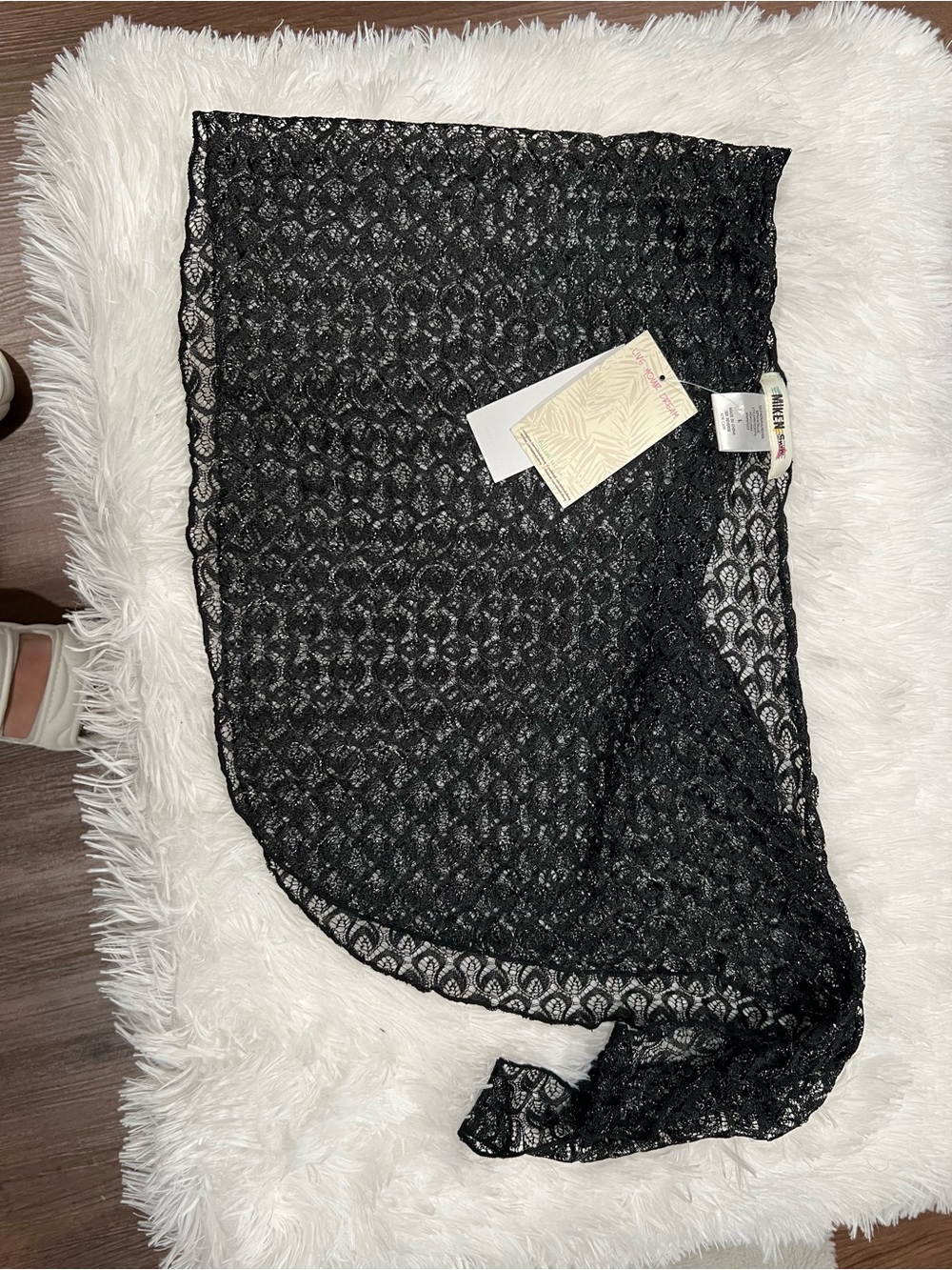 Black Lace Knit Scarf Wrap
